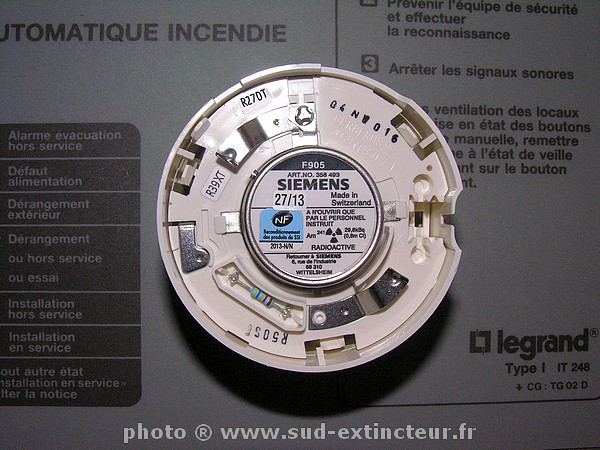 SIEMENS CERBERUS F905, DFCI : D�tecteur de Fum�e � Chambre � Ionisation