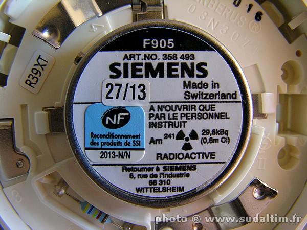 SIEMENS CERBERUS F905, DFCI : D�tecteur de Fum�e � Chambre � Ionisation